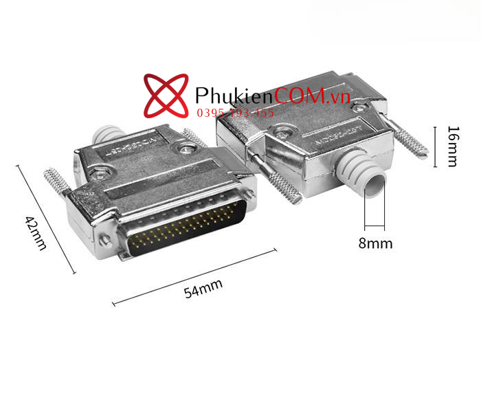 Kích thước Đầu hàn DB44 Male (Chân Đực) dạng hàn Kèm Vỏ Ốp Kim Loại