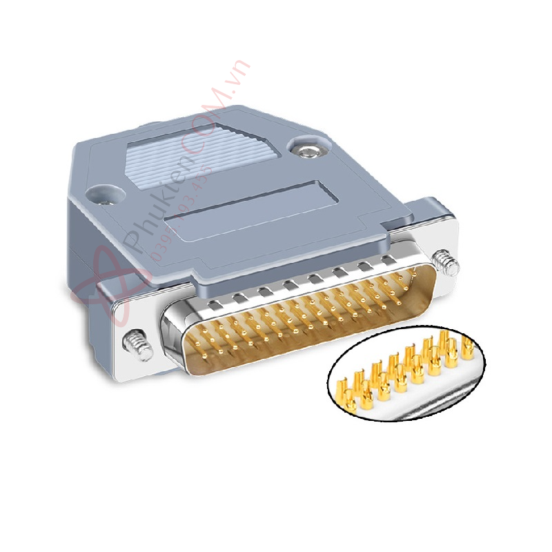 DB44 chân đực mạ vàng nguyên khối kèm ốp nhựa