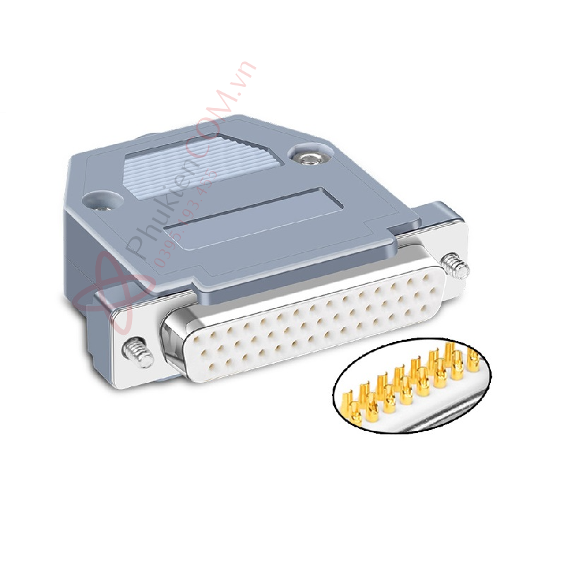 DB44 chân cái mạ vàng nguyên khối kèm ốp nhựa