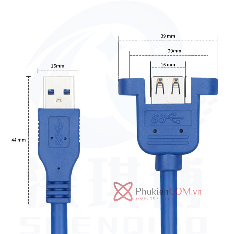 USB 3.0 Male to Female bắt vít