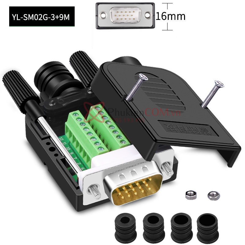 Đầu nối không hàn DB15 VGA chân đực