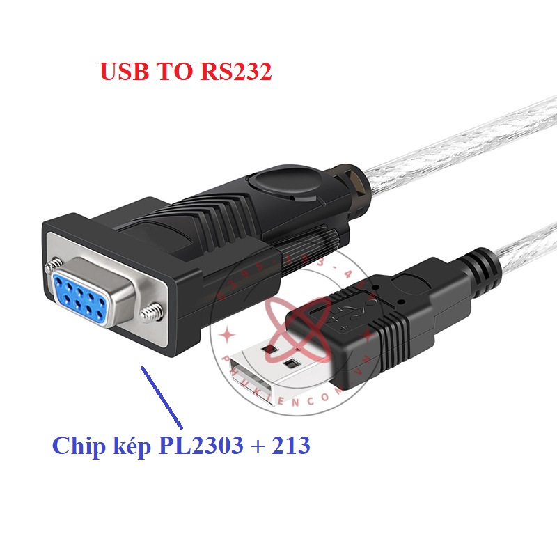 Cáp chuyển đổi USB to COM RS232 chân cái dài 1.5M chip kép