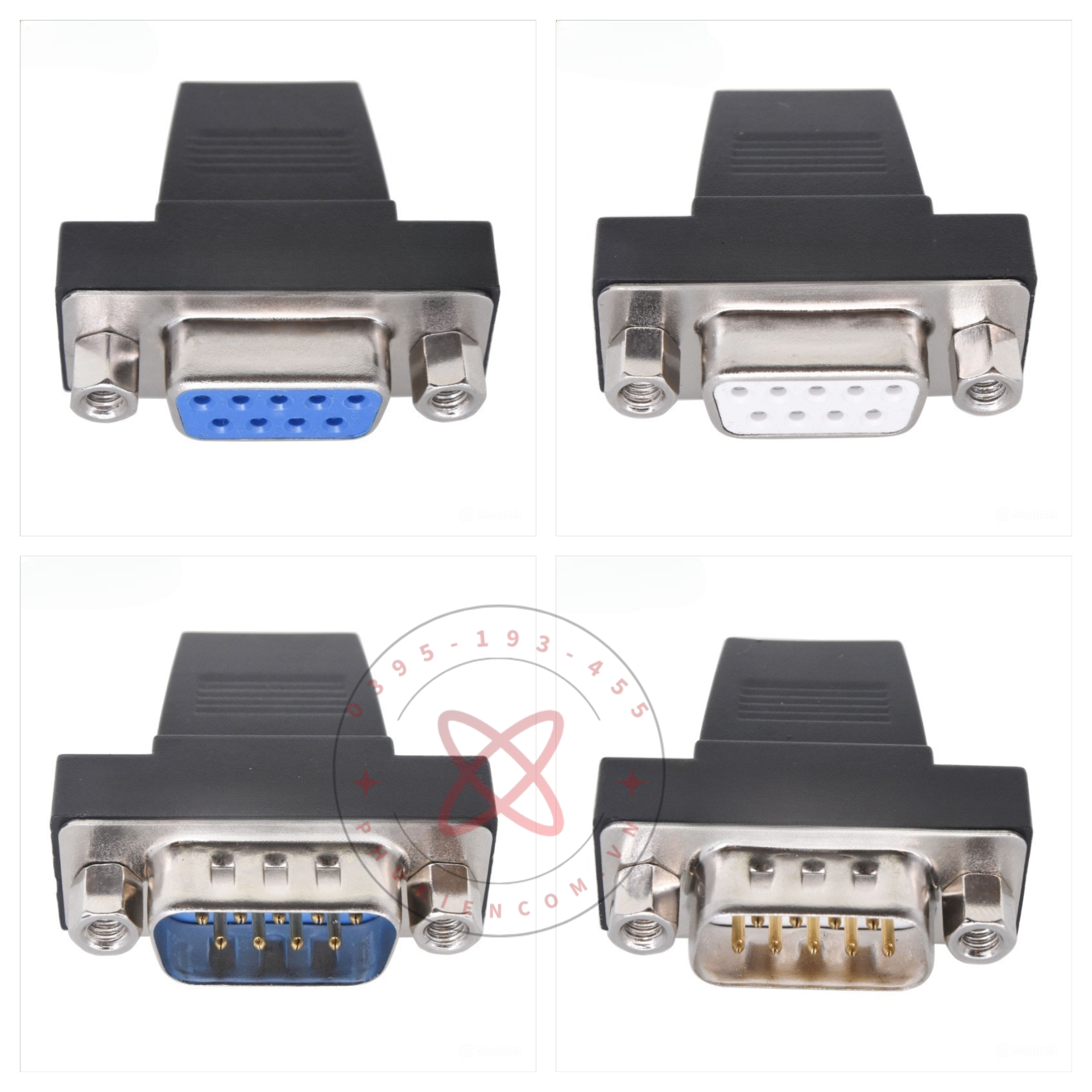 Đầu DB9 RS232 kèm Vỏ ốp nhựa đen dạng phẳng dẹp