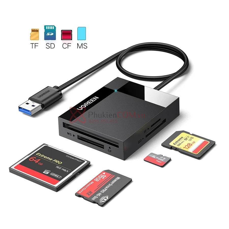Đầu đọc thẻ nhớ Đa Năng SD/TF/CF/MS chuẩn USB 3.0 Ugreen 30333