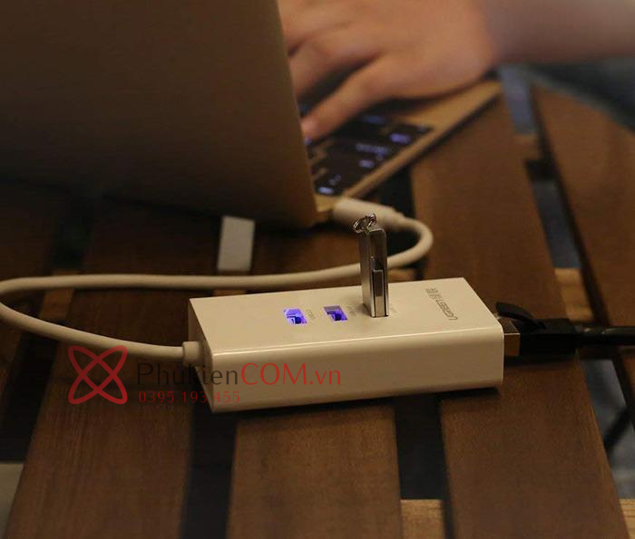 Cáp chia USB ra 3 USB 3.0 kèm LAN 1000 Gigabit Ugreen 20260