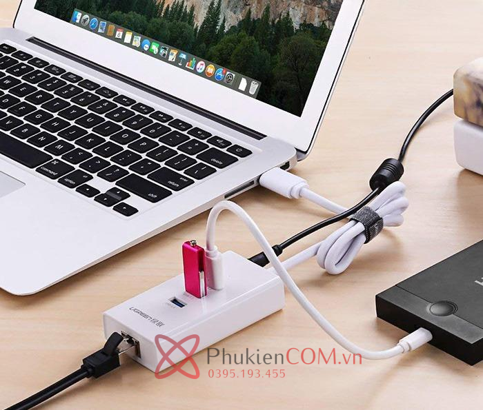 Cáp chia USB ra 3 USB 3.0 kèm LAN 1000 Gigabit Ugreen 20260