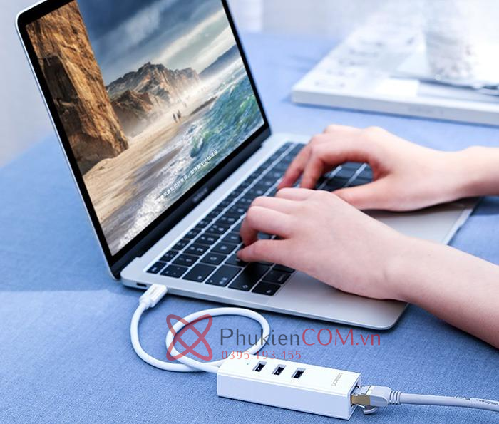 Cáp chuyển đổi Thunderbolt 3 ra 3 USB 2.0, LAN 100Mb Ugreen 20792