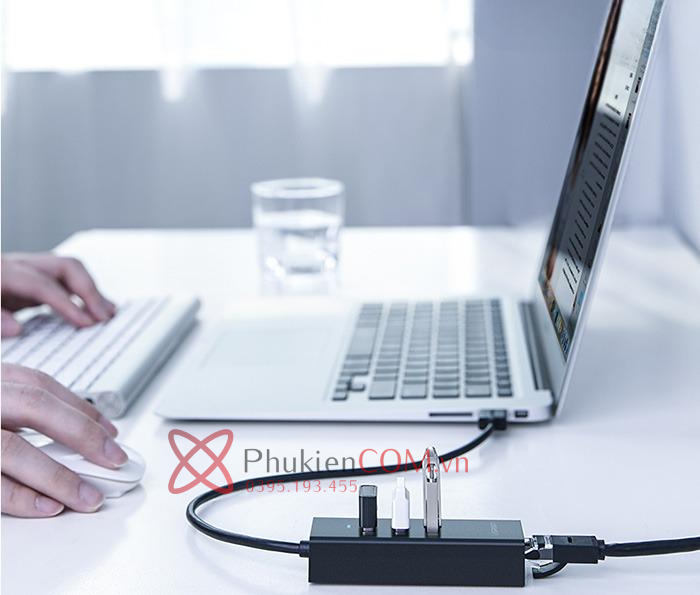 Cáp chia USB 1 ra 3 kèm cổng LAN Ethernet Ugreen 30301