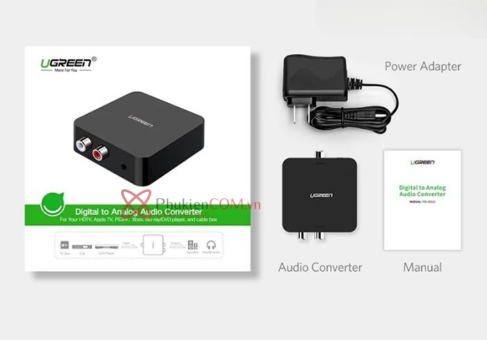 Thiết bị chuyển đổi âm thanh quang Optical sang AV 3.5mm RCA Ugreen 30910