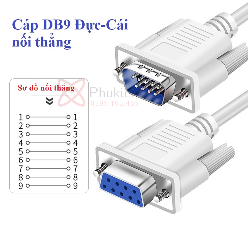 Cáp DB9 RS232 Đực-Cái nối thẳng 