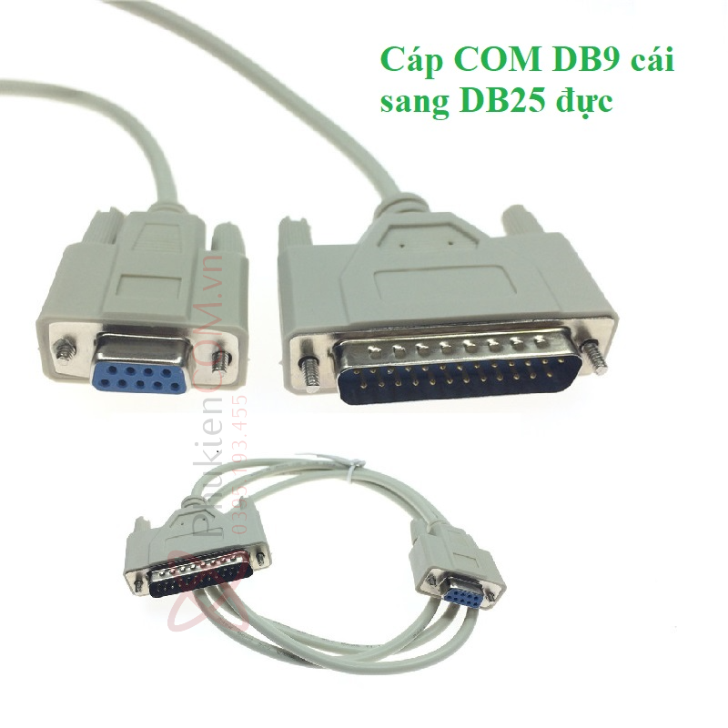 cáp COM DB9 cái sang DB25 đực