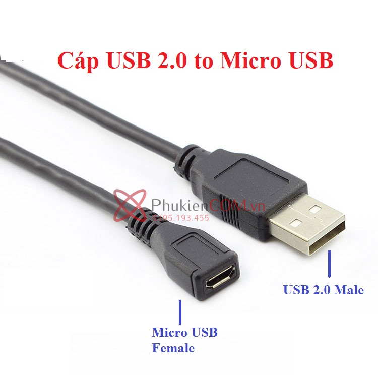 Cáp Chuyển đổi USB 2.0 Sang Micro USB Chân Cái Giá Rẻ - Phukiencom