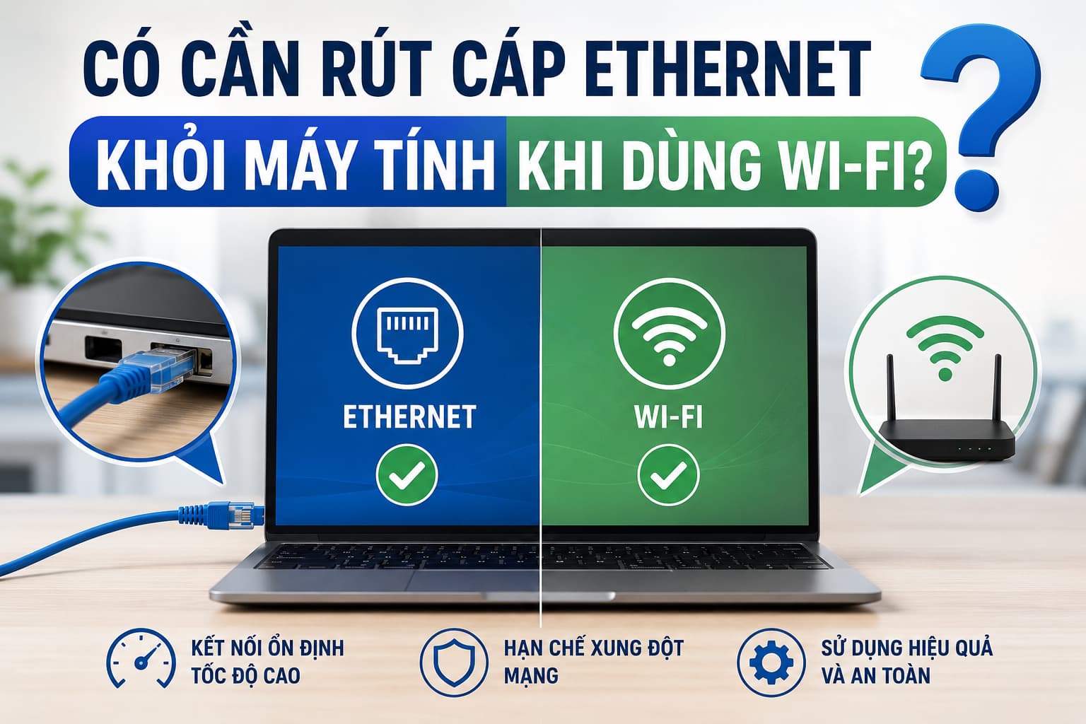Có Cần Rút Cáp Ethernet Khỏi Máy Tính Khi Dùng Wi-Fi Không?
