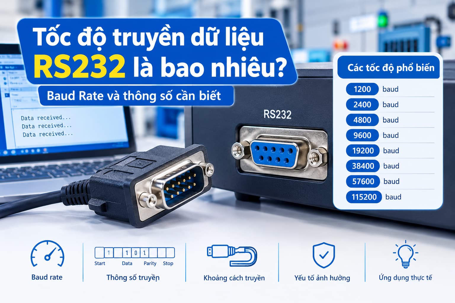Tốc độ truyền dữ liệu RS232 phổ biến